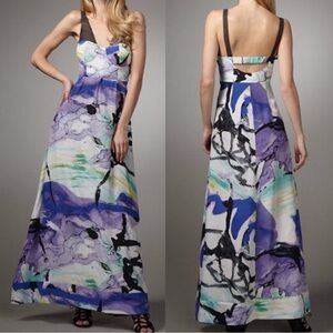 Leifsdottir Silk Maxi Dress Lake Reflection Watercolor Artsy